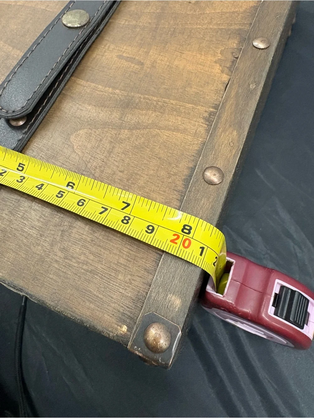Wooden Vintage Trunk Wine Box Dark Belt Strap